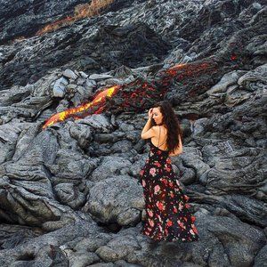 California Sunset Black Floral Print High-Low Dress